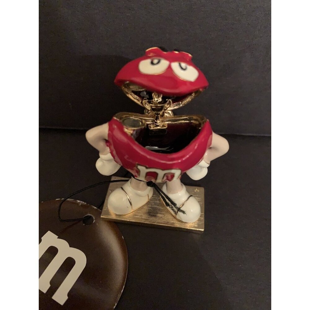 Yellow Red Blue M&M’s Monet Trinket Jewelry Box Enamel Hinged lot of 3 NWT $75 - Picture 6 of 7
